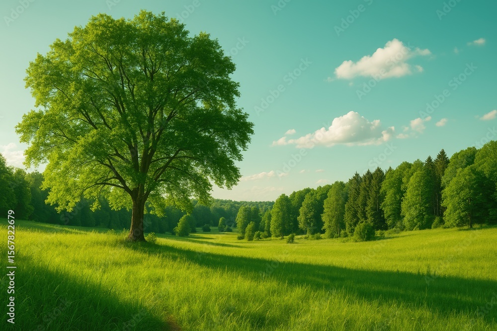 Obraz premium Stunning summer scenery featuring lush greenery