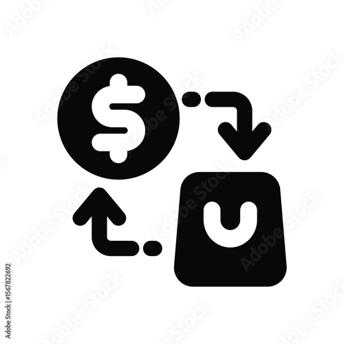 purchasing glyph icon. Strong and solid vector icon for websites, mobile interfaces, presentations, and visual branding. High quality and easy to edit.