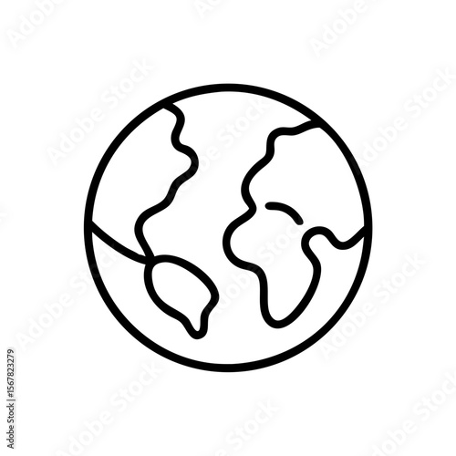 Global Icon Simple Line Art World Map Illustration