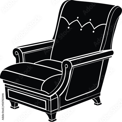 Comfortable recliner chair silhouette for modern home decor and furniture design