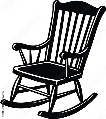 Classic black rocking chair illustration for cozy home decor and furniture design