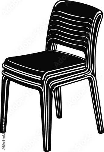 Simple silhouette of a stackable plastic chair for design projects