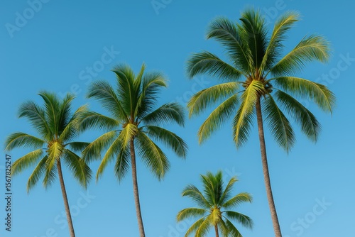Wallpaper Mural Elegant palm fronds stretching towards the sky against a vibrant blue backdrop Torontodigital.ca