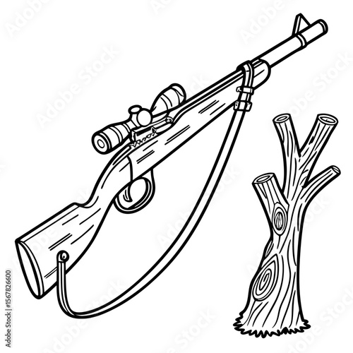 Vector of Vintage Toy Rifle and Slingshot

