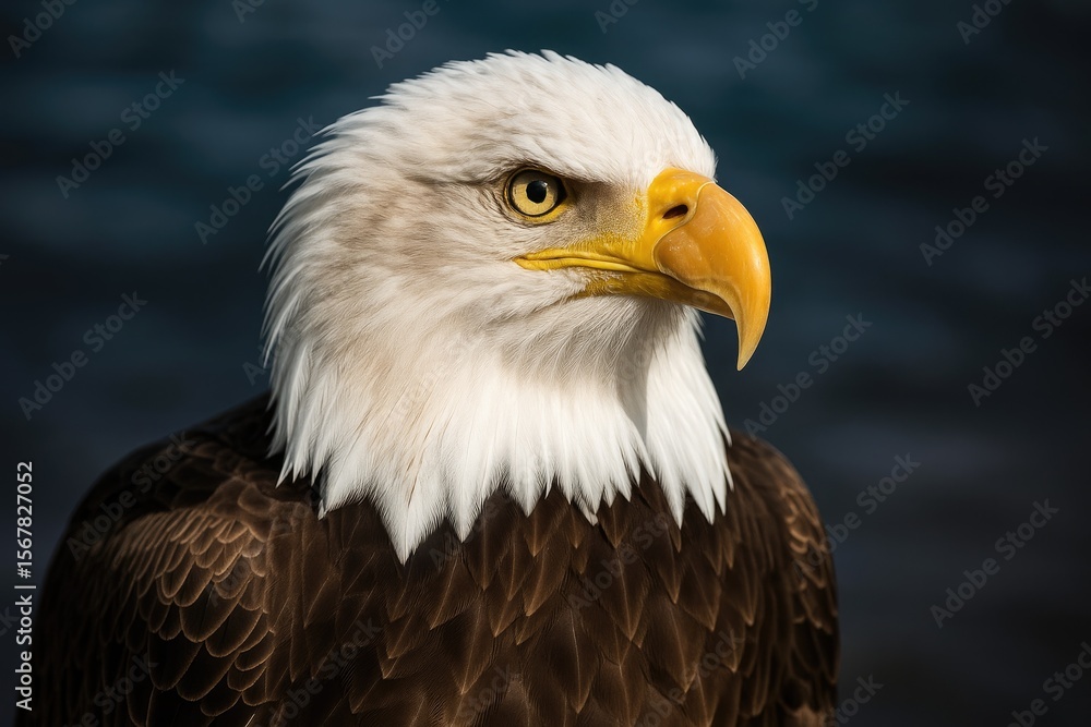 Obraz premium Detailed close-up of a majestic bald eagle's head