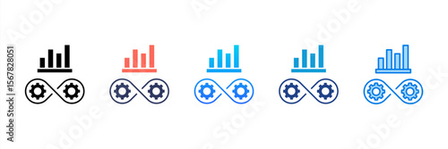 Continuous Improvement icon sheet multiple style collection