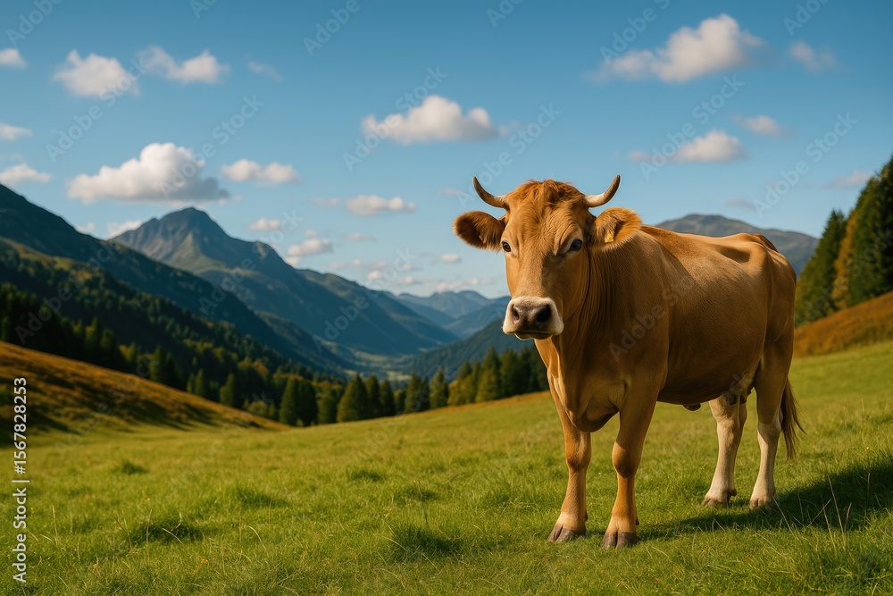 A bovine amidst natural surroundings A bovine amidst natural surroundings