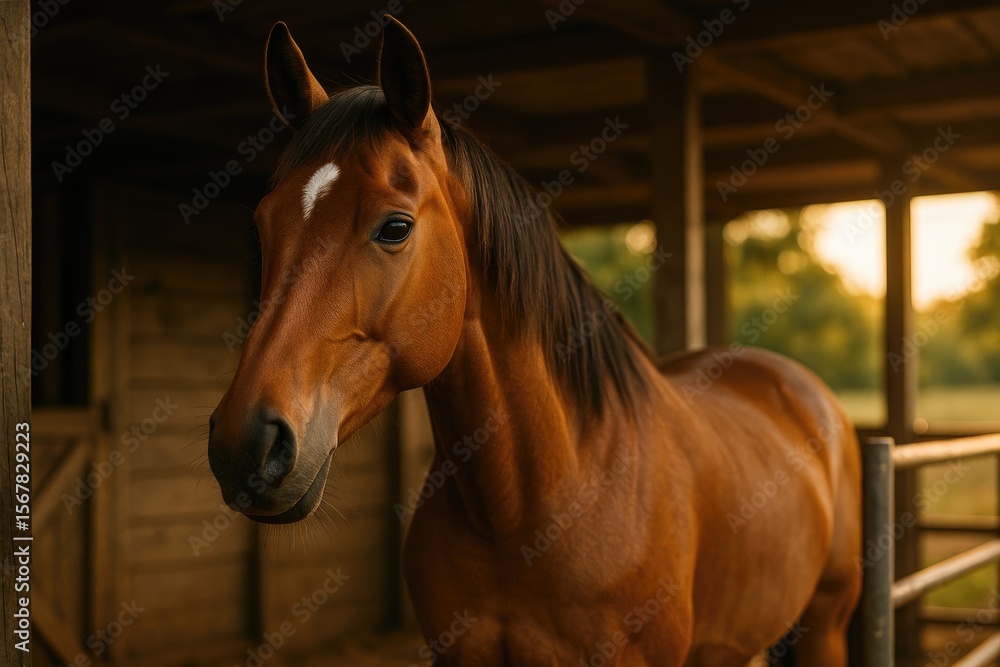Fototapeta premium Stunning Equine in a Barn Setting
