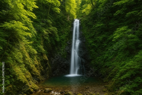 A renowned waterfall nestled in a charming mountain village, celebrated as one of the top 100 waterfalls in the country.