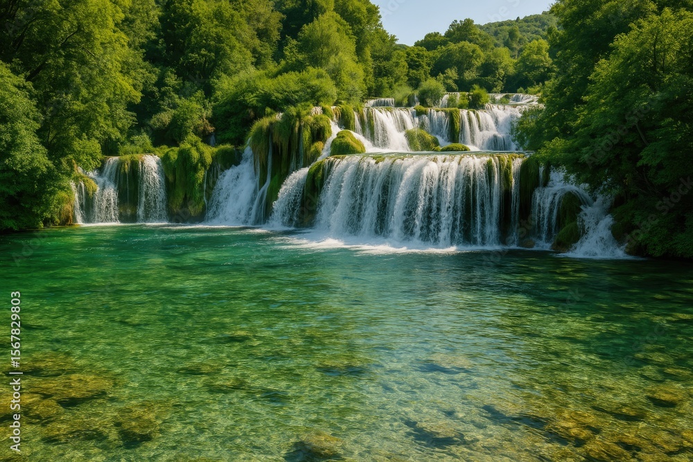 Obraz premium Stunning cascade with transparent waters