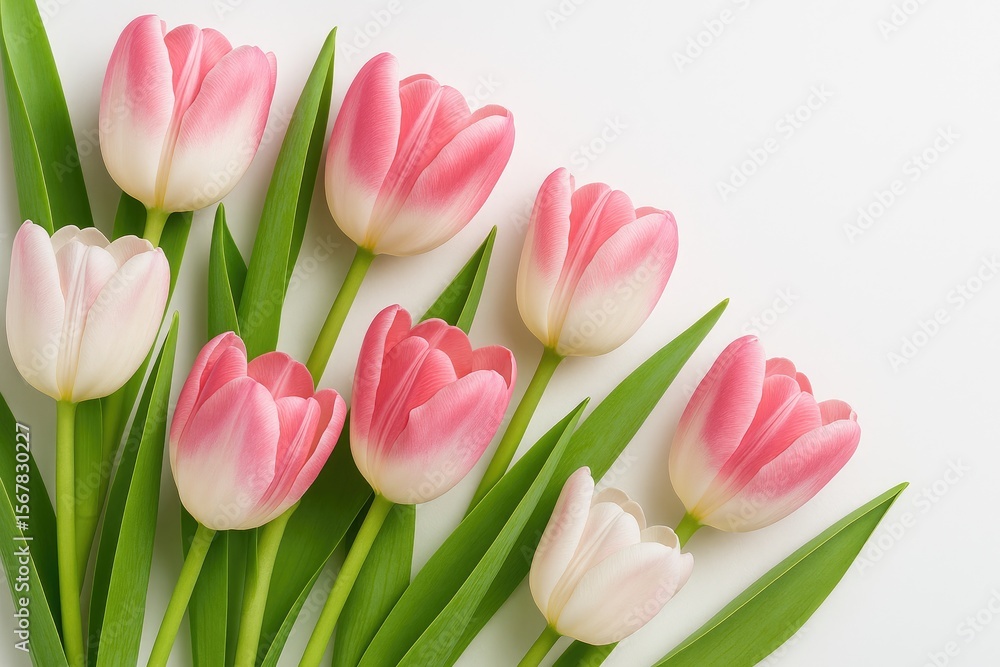 Obraz premium Stunning pink and white tulip blossoms in full bloom
