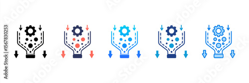 Workflow Bottleneck icon sheet multiple style collection