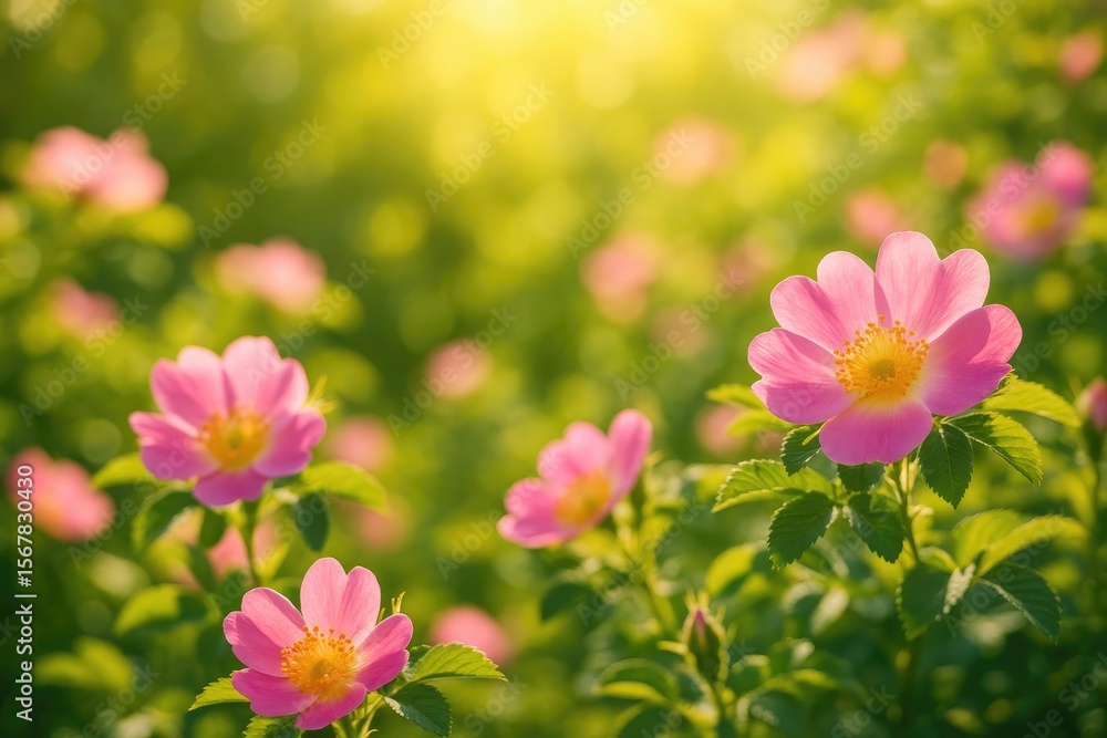 Stunning blooming display of summer wild roses Stunning blooming display of summer wild roses