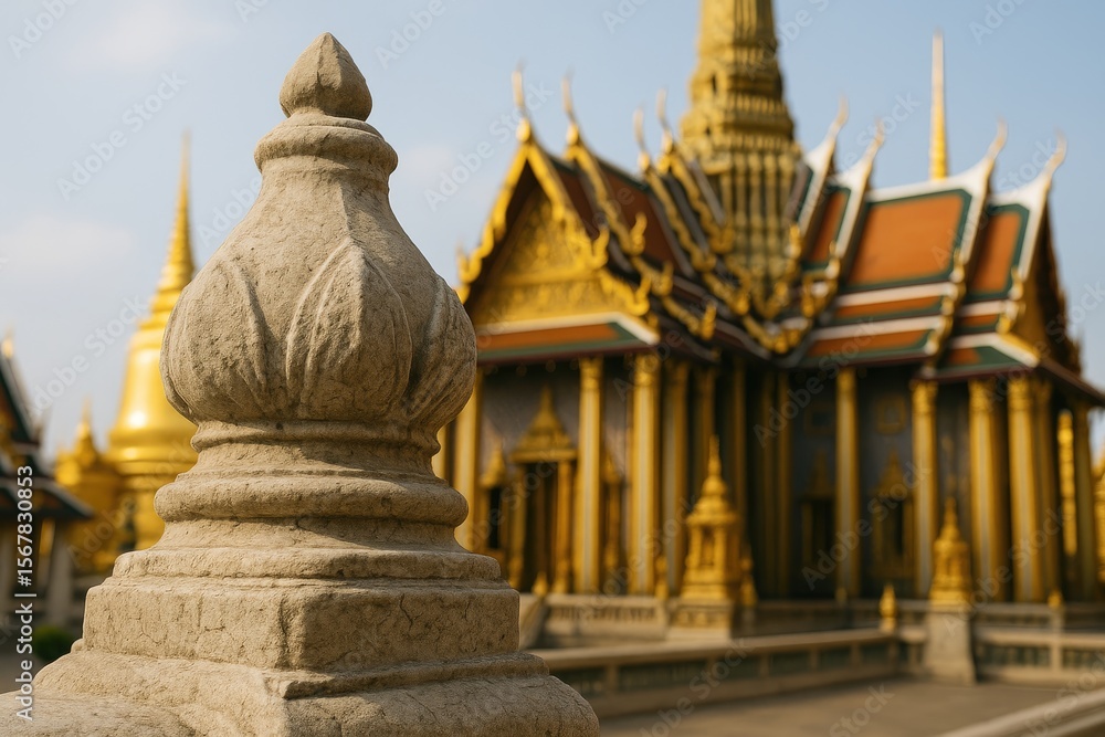 Fototapeta premium Barrier stone safeguarding palace structures