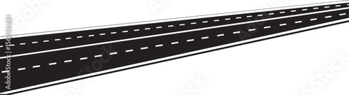 Winding road on the road long road vector illustration, Journey traffic curved highway. Road to horizon in perspective. Flat vector illustration isolated on transparent background.