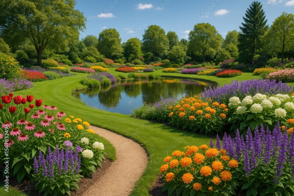 Obraz premium A designed area dedicated to showcasing and growing plants and blooms