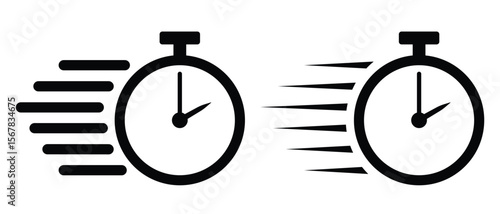Stopwatch vector icon. Shortest speed and time limit stopwatch vector icon. quick time icon, speed time fast deadline, vector icons set. Website or Apps Elements. Vector illustration.