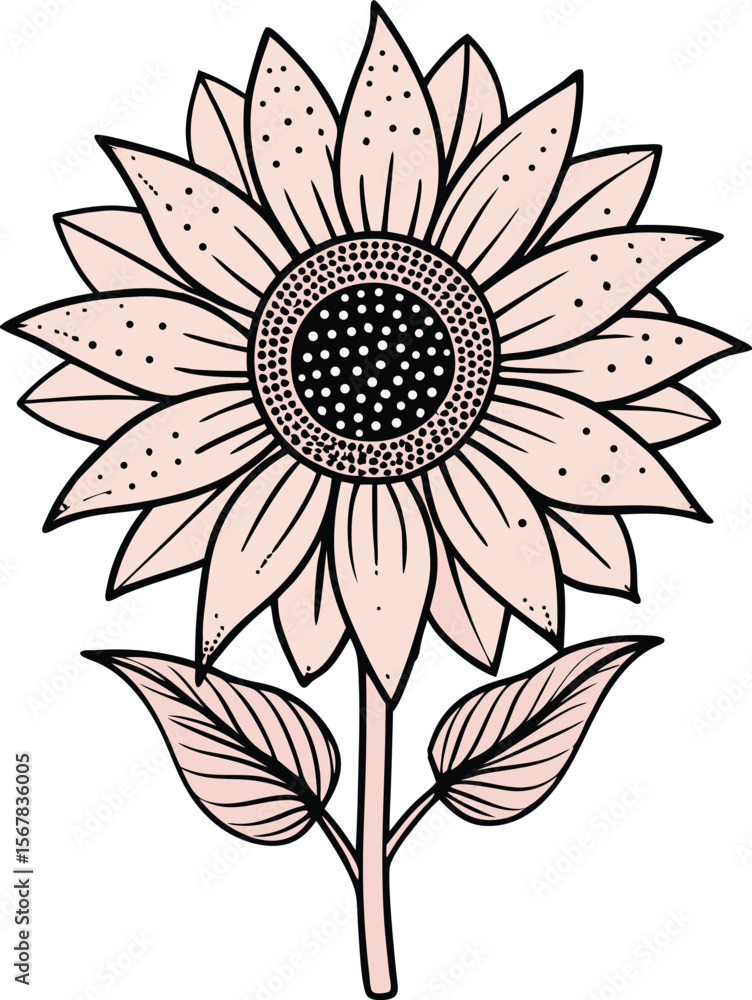 Fototapeta premium A vibrant collection of stylized sunflower illustration