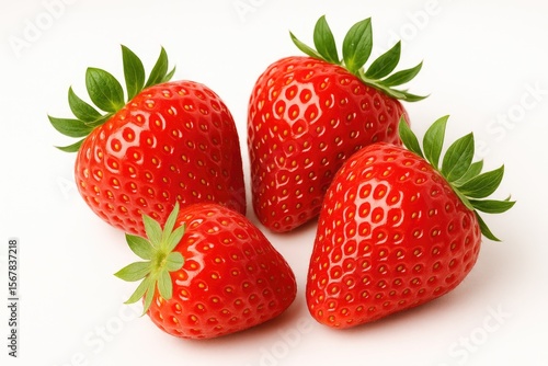 Wallpaper Mural Detailed view of ripe strawberries against a plain white backdrop Torontodigital.ca