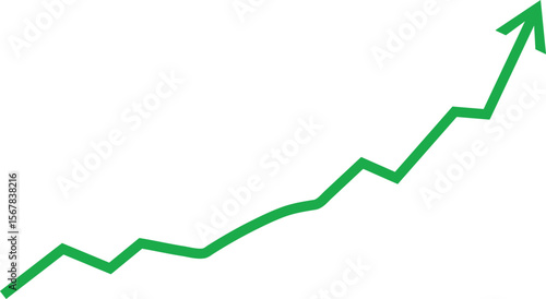 green arrow graph moving upward direction concept of economic stock market business, share, stock, financial growth  transparent background
