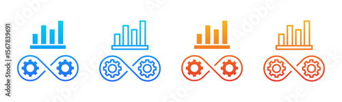 Continuous Improvement icon sheet multiple style collection