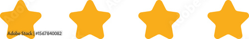 Four-star customer product review icon. yellow 4 star rating feedback for website, app, ui design. transparent png and vector illustration.

