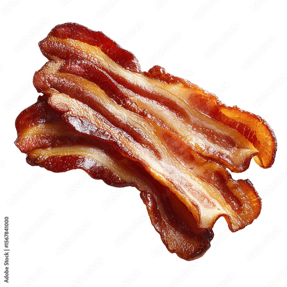 Crispy bacon strips arranged, isolated on transparent background Crispy bacon strips arranged, isolated on transparent background