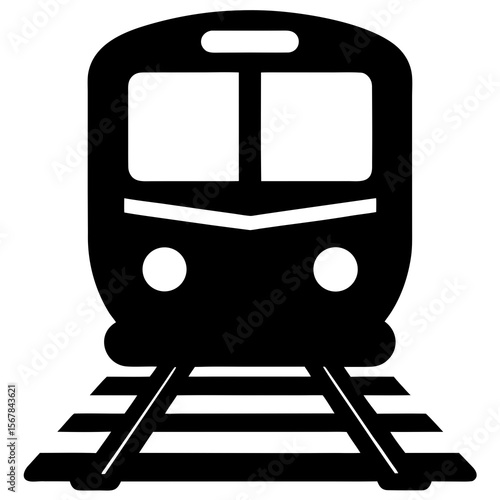 Minimalist Black and White Train Icon Front View