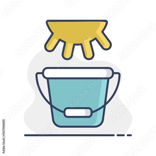 Cow udder and buckets. Fresh milk vector icon