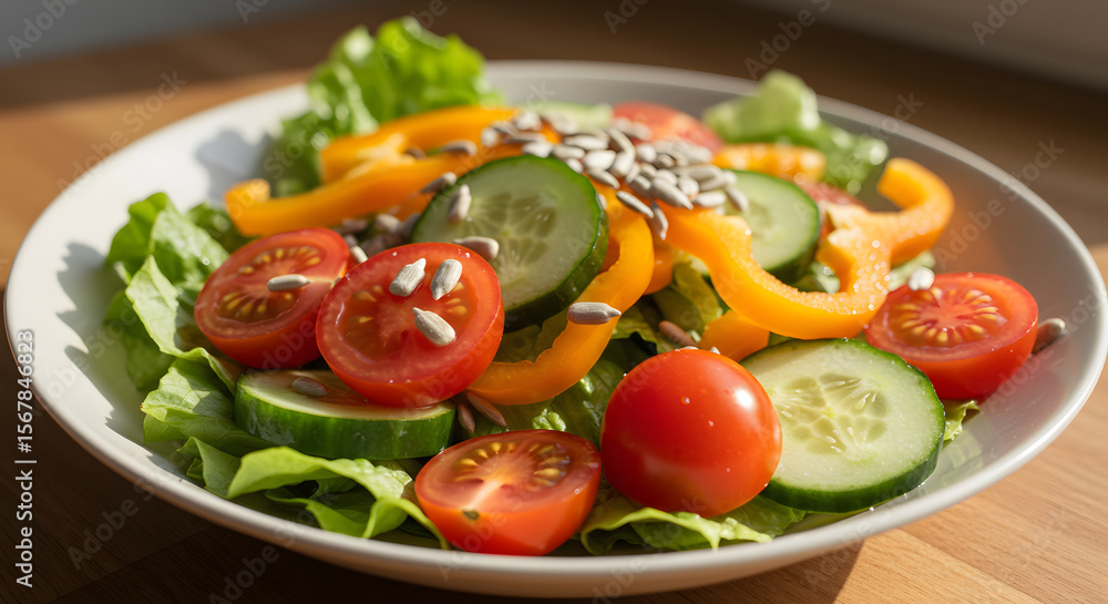 Fresh Healthy Salad with Vegetables and olive oil – Colorful Dish Fresh Healthy Salad with Vegetables and olive oil – Colorful Dish
