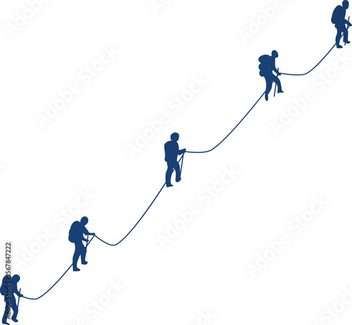 Silhouettes of climbers