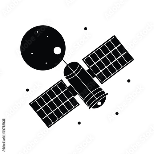 Space Station Solar Panels Orbit Platform Icon Vector Illustration