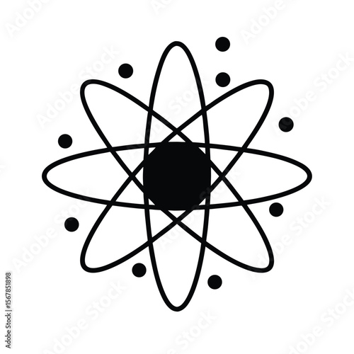 Geometric Electron Cloud Particle Swarm Quantum Icon Vector Illustration