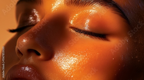 Wallpaper Mural face oil and serum skincare application, glowing effect, macro shot Torontodigital.ca