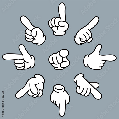 いろんな方向を指すハンドサイン