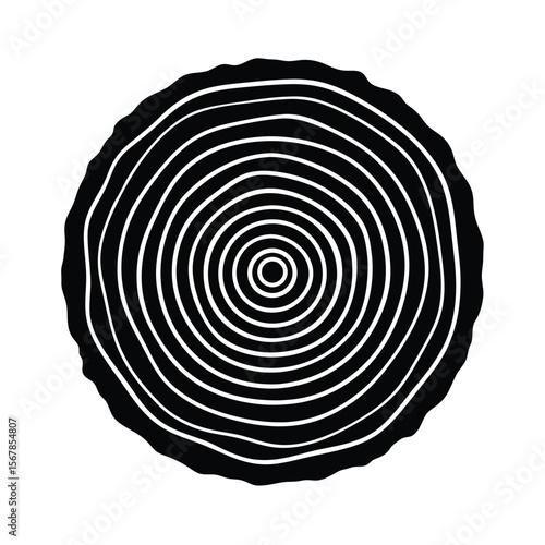 Minimalist Tree Rings Concentric Circles Growth Lines Icon Vector Illustration