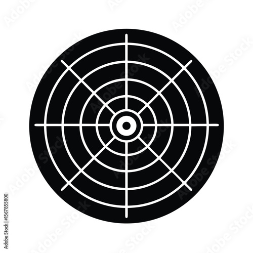Simple Radar Screen Circular Sweep Target Dot Icon Vector Illustration