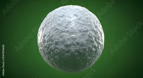 Textured Sphere Pale Blue Color on Green Backdrop Close Up