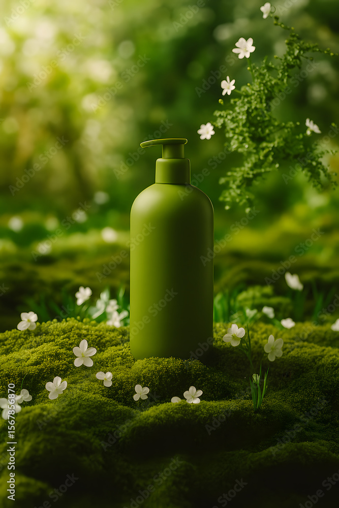 Eco-Friendly Shampoo Bottle in Natural Setting for Sustainable Beauty and Organic Product Concepts Eco-Friendly Shampoo Bottle in Natural Setting for Sustainable Beauty and Organic Product Concepts