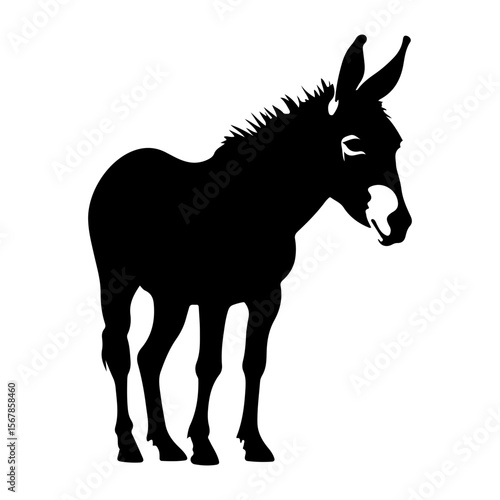 Wallpaper Mural Silhouette of a Donkey Standing Still on a White Background Simple Illustration Torontodigital.ca