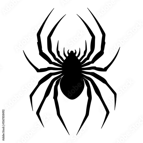 Silhouette of a menacing spider with sharp legs and curved abdomen