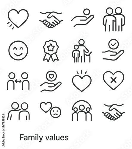 Wallpaper Mural Family values icon collection, togetherness and unity symbols. relationship and care set Torontodigital.ca