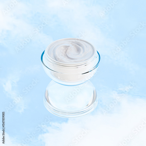 Clear spherical cream jar mockup, ball shape skincare packaging, luxury clear acrylic facial cream container, transparent plastic round ball shape lip mask container, clear glass cosmetic jar