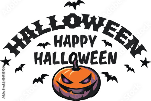 Happy halloween pumpkin art vector illustration 