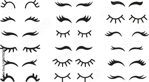 Eyebrow vector icons set, beauty and makeup brow shapes collection, graphic group, editable design elements for cosmetic, salon, fashion, face, and female grooming projects