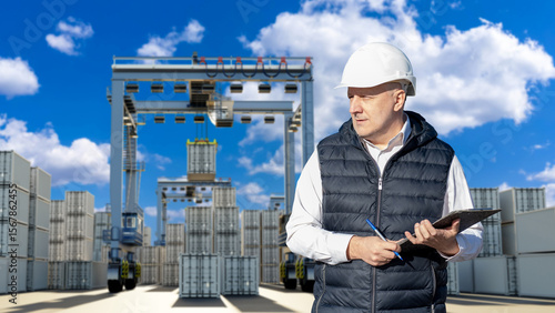 Man in container warehouse....