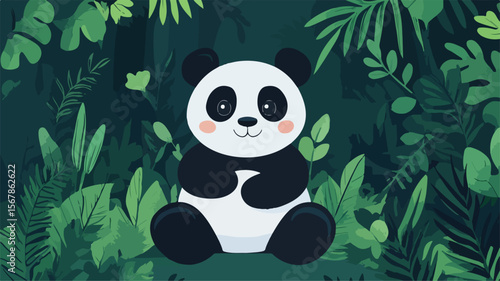 Charming Cartoon Panda Vector Illustration