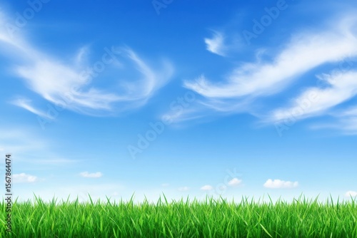 Background of bright clear sky and natural grass