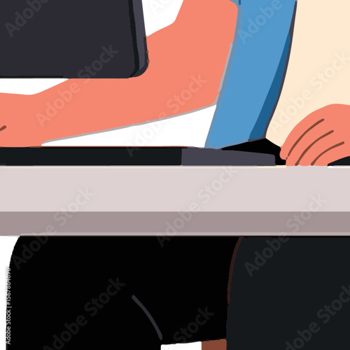 Person Working at Computer with Back Pain