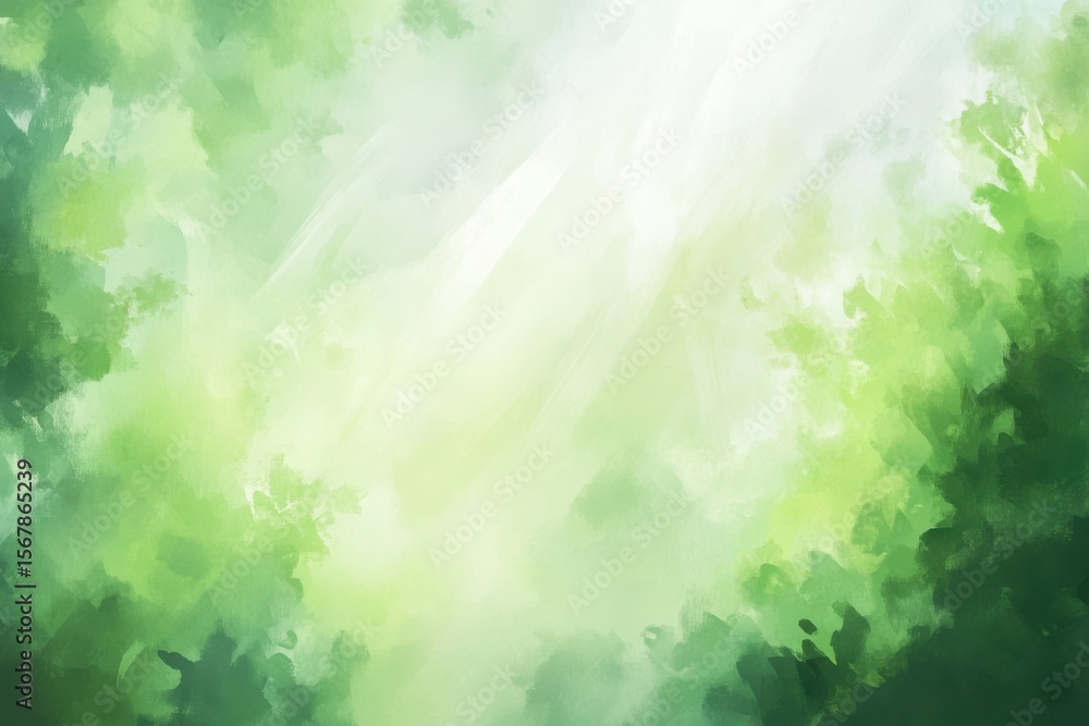 Fototapeta premium Watercolor background is an abstract green tree scene
